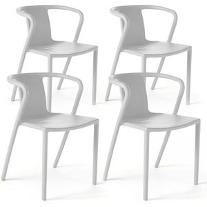 Oviala - Set van 4 witte plastic stoelen