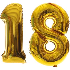 set folieballon goud cijfer lucht en Helium 80cm Feest party versiering decoratie ballon folie huwelijk verjaardag
