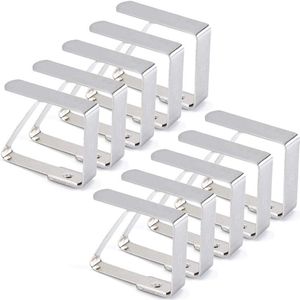 Amokee tafelkleedclip, 10 roestvrijstalen tafelkleedclips, tafelkleedclips, keukentafelkleedhouder, tafelkleedclips, tafelkleedclips voor restaurants, feesten, picknicks, buffetten - zilver