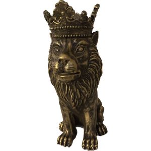 leeuw - kandelaar - kleur: Brons - Lion - Wonen - Woonaccessoire - Woon - Cosy - Bronzen beeld kleur - Polyresin - King - Koning - Dier - Kaars houder - Candle holder - Accessoires