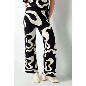 Yehwang Set van broek en top met organische strepen || Zwart - Wit Maat Medium