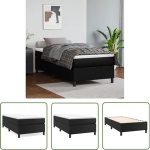 vidaXL Bedframe - Kunstleer - Zwart - 90x200 cm Boxspring Frame - Kunstleder Bedframe - Zwarte Bedframe - Tweepersoons Bedframe - Bedframe 90x200