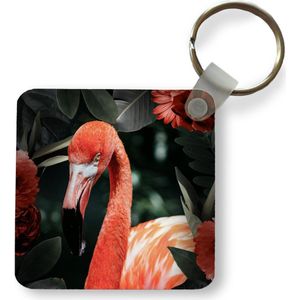 Sleutelhanger - Uitdeelcadeautjes - Flamingo - Bloemen - Bladeren - Veren - Plastic