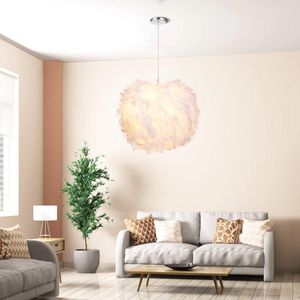 Scandinavische LED Hanglamp met Veerdecoratie voor Slaapkamer en Woonkamer - E27 Fitting - Moderne Plafondlamp