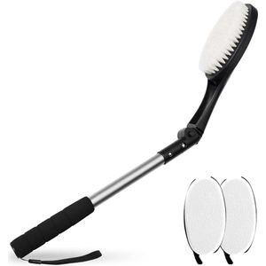 Set van 3 rugborstels met applicatorpads voor lichaamswas, lotion en bad - lange steel, doucheborstel, droogborstel, crèmehulp