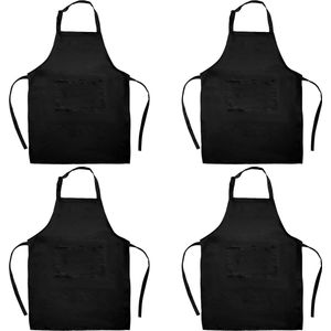 4 stuks waterdichte schort met zakken kookschort zwart grillschort voor mannen, keukenschort vrouwen voor keuken, restaurant, café, barbecue-avonden, Schort