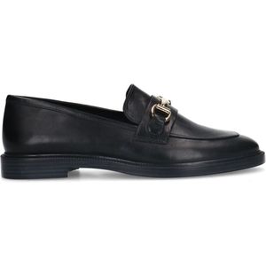 Manfield Leren Loafers met Gesp Zwart