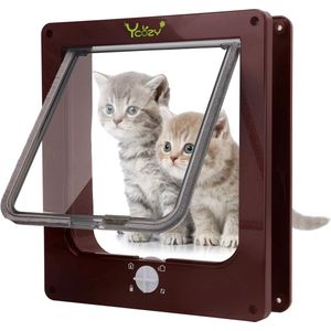 Binnendeur kattenklep buitenmaat 21,5 cm x 19 cm 4-weg sluiting buitendeuren hondenklep voor kittens Doggies klep voor ramen / muur