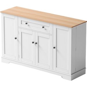 Multifunctioneel keukenbuffet – 138 cm dressoir met lade, planken en verstelbare planken – met kantelbeveiliging, keuken, woonkamer en slaapkamer