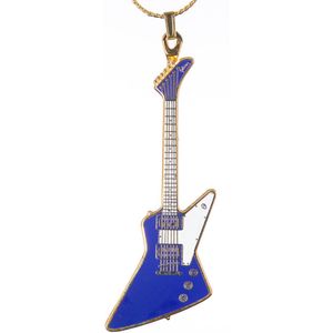 Halsketting Gibson Explorer gitaar, blauw met wit pickguard