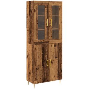vidaXL - Hoogkast - Oud - Hout - 69,5x34x180 - cm - Kunststof - Hout