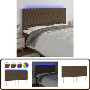 vidaXL Hoofdbord LED 180x7x118 cm - Donkerbruin Hoofdboard - Led Headboard - Hoofdbord Met Led Verlichting - Klassiek Hoofdbord - Bruine Hoofdbord