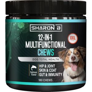 12in1 multivitamine snack voor honden - Hondensnacks - XXL pot - 180 stuks - Hondenkoekjes - Ondersteunt mobiliteit, gewrichten, weerstand, vacht, immuniteit - Hondensupplementen - Hondensnacks