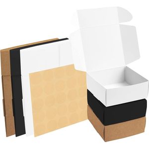 50 stuks Kraft Hobby-geschenkdozen – doos meet 12 x 12 x 5 cm – eenvoudig te monteren bruine, witte en zwarte kartonnen geschenkdozen