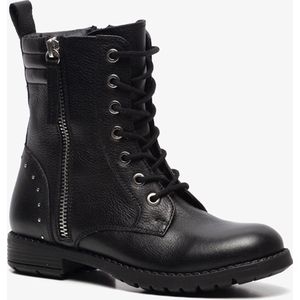 Hush Puppies leren meisjes veterboots - Zwart - Maat 36