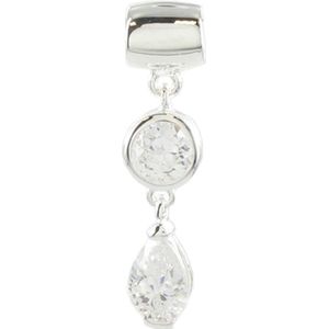 Quiges - 925 - Zilveren - Bedels -Sterling zilver - Beads - Zirkonia Hanger Kraal Charm - Geschikt – voor - alle bekende merken - Armband Z181