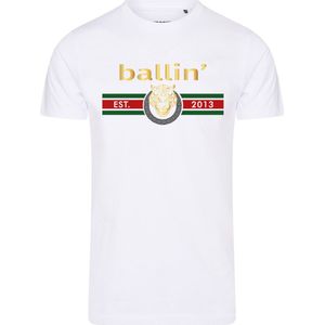 Ballin Est. 2013 - Heren Tee SS Tiger Lines Shirt - Wit - Maat XL