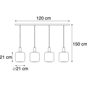 QAZQA zuzanna - Design Hanglamp eettafel voor boven de eettafel | in eetkamer - 4 lichts - L 120 cm - Zwart Goud - Woonkamer | Slaapkamer | Keuken