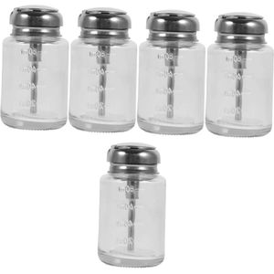 5 Stuks Push Down Glazen Flessen - Nagellak Remover Fles - Lege Opslag Flessen - Glas Pomp Fles Dispenser - Vloeibare Zeep Druk Dispenser - Lege Pomp Flessen Waterkoker