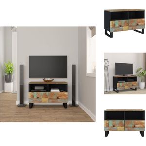 vidaXL Tv-meubel Industrieel - 70 x 33 x 46 cm - Massief gerecycled hout - Zwart frame - Kast