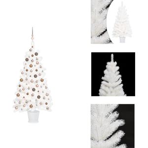 vidaXL Kunstkerstboom - Wit - 90 cm - Met LED-verlichting en pot - Decoratieve kerstboom