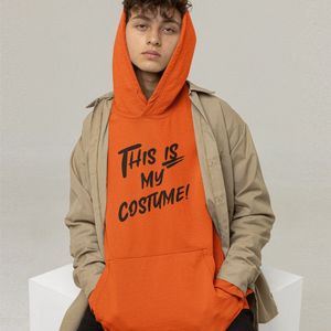 Halloween Hoodie - This Is My Costume Oranje (MAAT XL - UNISEKS FIT) - Halloween kostuum voor volwassenen - Dames & Heren