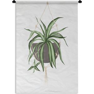 Wandkleed PlantenKerst illustraties - Illustratie van een hangplant op een witte achtergrond Wandkleed katoen 60x90 cm - Wandtapijt met foto