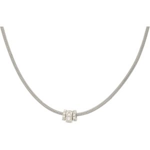 Classics&More y-collier - zilver gerodineerd - zirkonia - rond - 42 + 6 cm