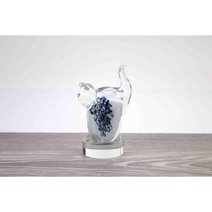 Mini Urn Witte Kat met stippen van Mondgeblazen Loranto Glas