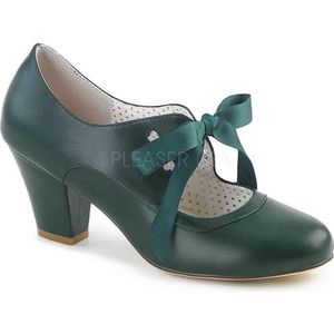 EU 39 = US 9 | WIGGLE-32 | 2 1/2 Cuben Heel Mary Jane Pump W/ Ribbon Tie