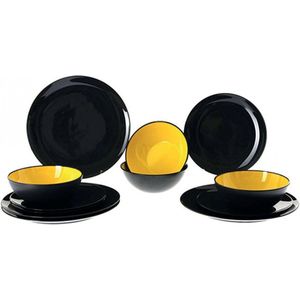 Gimex melamine serviesset - geel servies 25 cm set van 12