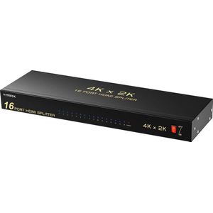 HDMI-splitter 1 in 16 uit - 16 poort - 1x16 Full HD 1080P HDMI 1.4 splitter met switcherconverter Ondersteuning 4KX2K 3D digitaal audioformaat - Zwart (16 poort HDMI-splitter 4K)