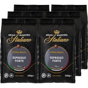 Gran Maestro Italiano - Espresso Forte - Koffiebonen - Bonen voor Espresso - Arabica - 6 x 250 g