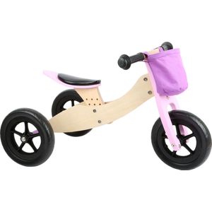 small foot - Loopfiets Maxi - Hout - Roze - 2-in-1 met Verstelbare Zitting