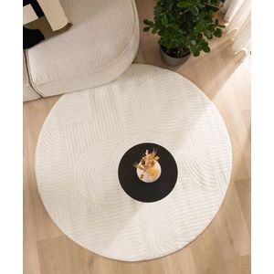 Rond vloerkleed Scandinavisch - Contour Bend crème 80 cm rond