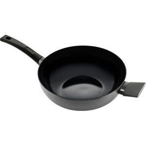 ISENVI Avon keramische wokpan 36 CM - Ergo greep - Antraciet - Keramisch - 100% PFAS, PTFE en PFOA vrij - 100% duurzaam - Unieke Antiaanbaklaag - Non-stick bodem - Vaatwasbestendig - Geschikt voor alle warmtebronnen inclusief inductie