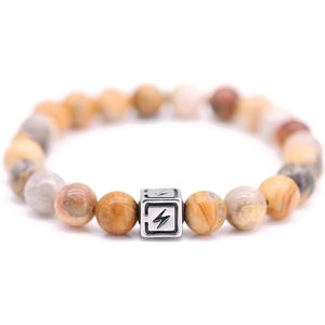 Fortuna Beads – Energy Crazy Agate – Kralen Armband – Heren– Oranje – 20cm