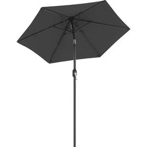 In And OutdoorMatch Parasol Earnestine - 270 cm - Tuinparasol - Market Parasol - UV bescherming tot UPF 50+ - Patio Parasol - Zonwering - Knikarm - Met zwengel - Zonder standaard - Zwart