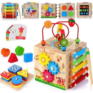 8-in-1 motoriekkubus vanaf 18 maanden - activiteitenkubus stapel- en sorteerbord - woordkaarten (in het Engels) - Montessori-speelgoed - cadeau voor kinderen