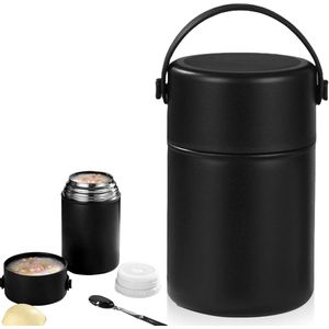 850 ml Roestvrijstalen Thermocontainer met Opvouwbare Lepel - Warmhoudbox voor Eten