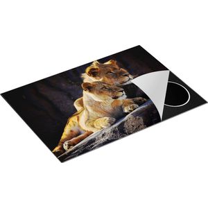 Chefcare Inductie Beschermer Leeuw en Leeuwin zitten naast elkaar - 75x52 cm - Afdekplaat Inductie - Kookplaat Beschermer - Inductie Mat