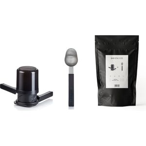 Barista & Co | Giftset - Twist Press Koffiemaker - Scoop Maatschep - Koffiebonen - Set van 3 Stuks - Zwart