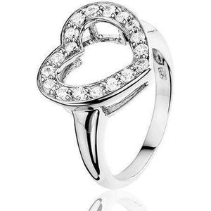Montebello Ring Cherryl - 925 Zilver Gerhodineerd - Hart - Maat 54-17.2mm