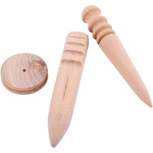 - 3 Types Wooden Leather Edge Burnisher Polished Grinding Tool- 3 Holz Leder Handwerk Rand Slicker Holzkante Slicker Multi-Size-Burnisher in 1 Set DIY Handwerkzeug