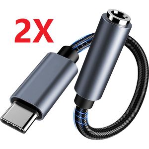 CVD® High Quality USB-C naar Jack 3.5mm adapter kabel - DAC Chip - Hi-Fi Support - Geschikt voor Samsung / Huawei / Xiaomi - USB C naar Headphone Jack - USB C naar Aux Headphone Jack - Set van 2