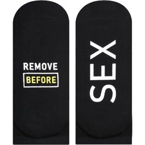 Grappige enkelsokken, Remove Before Sex, 2 paar, maat 40-45, one size, cadeautip, zwart,