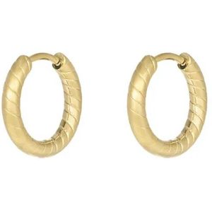 Yehwang Oorringen - Stainless Steel - Met Relief - Goudkleurig