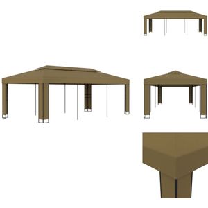 vidaXL Prieel - Priëlen - Prieëlen - Prieeltje - Prieel met dubbel dak 180 g/m² 3x6 m taupe