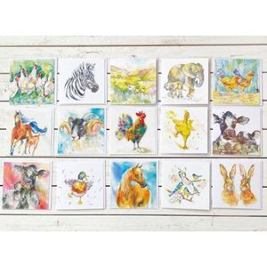 Wenskaarten Set Aquarel Dieren Blanco