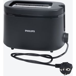 Philips broodrooster 1000 serie - 650 watt - Met 6 standen - tijdloos en stijlvol ontwerp - Zwart in kleur